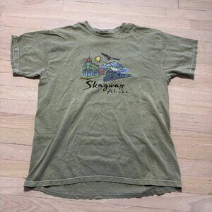 Vintage 90s Skagway Alaska Train Eagle Single Stitch Tee Hanes Mens L